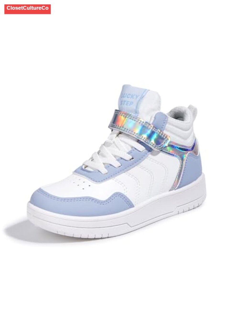 Kids High Top Sneakers with Hook and Loop Zipper and Vegan Leather